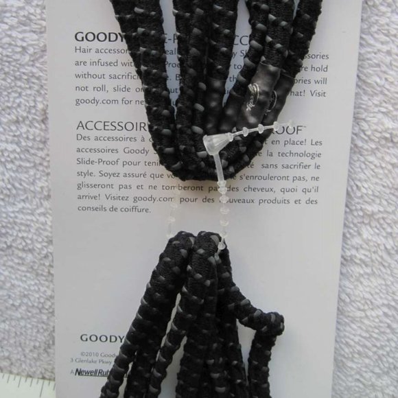 4 Black Goody Thin Elastic Stay Put Slide Proof Hold Secure Fit Hair Head Bands - Picture 4 of 5